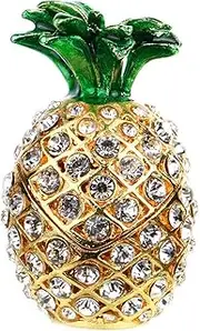 [YU FENG] YUFENG Hinged Trinket Box For Gifts Hand-painted Patterns Trinket Bejeweled Box Collectible (pineapple)