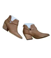 Dolce Vita Tan Suede Pointed Toe Ankle Boot sz 6 Bootie Block Heel Western Shoes
