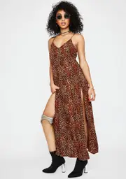 [Motel] Ditsy Leopard Orange Hime Maxi Dress