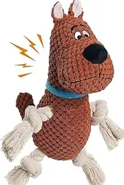 napojoy Plush Dog Toy, Stuffed Dog Toys for Small Medium Large Dogs, Squeaky Dog Chew Toy with Crinkle Paper, Outdoor Puppy Toys Interactive Tough Rope Toys Scooby-Doo