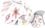 [WOSHJIUK] Working Hat 2 Pack Scrub Caps for Women,Boho Pattern with Watercolor Feathers,Tie Back Cap Adjustable Scrub Hat