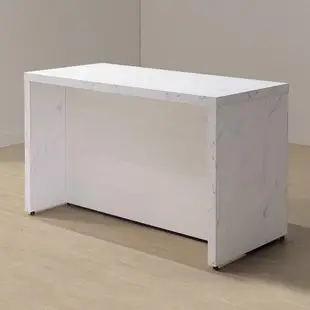 Boden-卡諾斯5.1尺中島型吧台桌+餐櫃/多功能收納餐桌櫃-白色仿石面+刷白木紋