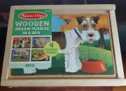 Melissa & Doug Wooden Jigsaw Puzzle in a Box 4 in 1 ( 12 pc) PETS