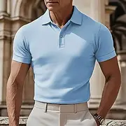 Men's Golf Polos Shirts Work Casual Lapel Short Sleeve Basic Modern Plain Buttons Summer Spring Regular Fit Black White Navy Blue sky blue Dark Green Khaki Gol