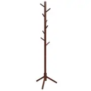 Coat Rack Freestanding, Rubber Wood Coat Stand with 8 Hooks, Height Adjustabl...