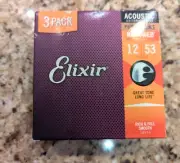 Elixir 16545 Acoustic Guitar Strings Phosphor Bronze 3 Pack Light 12-53