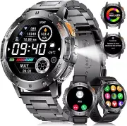 Military Smart Watch for Men Answer/Make Calls, 1.43" AMOLED, LED Flashlight(3 S