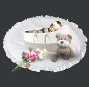 Baby ruffle play mat / tummy time mat MARSHMALLOW WHITE