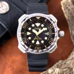 【CITIZEN 星辰】PROMASTER 潛水悍將光動能橡膠潛水腕錶/黑X銀框(BN0220-16E)