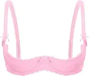 [GRRKDFQ] Women's Lingerie Sets 1/2 Cup Push Up Underwire Lace Bras Open Breast Exposed Brassiere