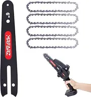 MRFARZ 6 Inch Mini Chain Saw Bar with 4 Chainsaw Chains, 1/4" LP Pitch 0.043" Gauge 37 Drive Links For Cordless Electric Chainsaw [1* Mini Bar + 4* Mini Chains]
