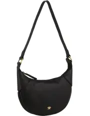 [PIERRE CARDIN] Leather Crescent Shoulder Bag in Black