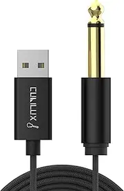 Cubilux Guitar USB Cable, 6.35mm (1/4") TS Mono Line-in Cord for Bass/Electronic Piano/Drums, Instrument to USB A for Laptop PC, 6 FT