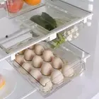 Set Of 2 Transparent Plastic Refrigerator Drawer Storage Organizer, Clear + Egg.