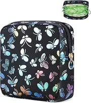 Likesing Period Bag Pouch, Leather Sanitary Napkin Storage Bag for Girls Womens, Portable Sanitary Napkin Period Pad Pouch Bag for Purse, Small Make Up Bags(Black Butterflies)