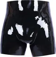 [SMITIZEN] Latex-like Silicone Bulging Shorts, Men's Glossy Boxer Panties, Silicone Briefs Fetish Gear, Party Costumes Clubwear Black, Black, One Size