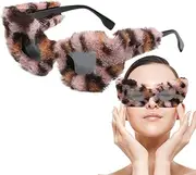 [Generic] Cat Eye Sun Glasses - Women Plush Glasses, Personalized Sunglasses | Disco Eyewear Punk Soft Velvet Shades Ladies Ravee Parties Glasses, Retro Fashion Y2K Accessories for Masquerade Parties