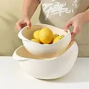 JSEIAJB 2 Pieces of Rice Washing Sieve Rice Sieve Rice Basin Does Not Leak Rice Kitchen Wash Basin Draining Basket
