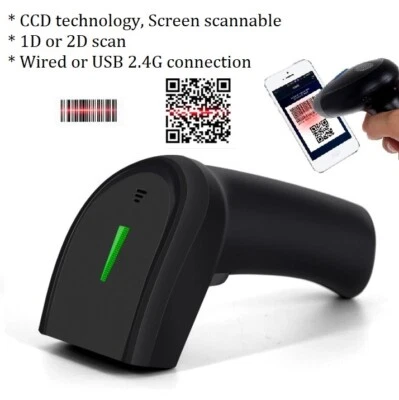 CCD screen scannable Wired USB 2.4G Bluetooth Wireless Barcode 1D 2D Scanner POS