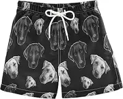 [RPLIFE] Boys Swim Shorts, Anti-Chafe Swim Trunks Boys 2 T, Black White Retriever Dog