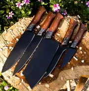 An Amazing Hand Made Hand Forged Powder Coated BBQ/Chef/Kitchen Knife Set