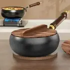 Wood Handle Iron Stir Fry Pan Uncoated Soup Pot Saucepan Stew Pot Cookware