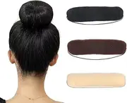 3Pcs Hair Bun Maker Kit 20cm Donut Hair Foam Ring Shapers with Elastic Rope for Easy DIY Updos (3 Colors)