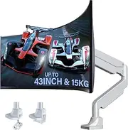 FLEXECHO Heavy Duty Monitor Arm,Monitor Vesa Mount Gas Spring,15KG Gaming Monitor Stand VESA,Single Computer Monitor Arm for Curved Screen Ultrawide 32/34/38 Inch, White