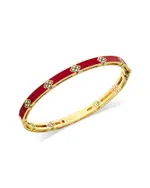 Roberto Coin 18K Yellow Gold Love in Verona Diamond & Coral Enamel Bangle Bracelet