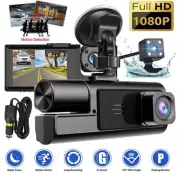 Car Dual Lens Dash Camera Cam HD 1080P Front/Rear/Inside Video Recorder G-Sensor