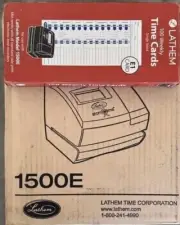 Lathem 1500E Atomic Time Clock with AC Adapter Tested Working 2 Keys
