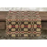 New Primitive Colonial Coverlet RED BLACK LOVERS KNOT Woven Table Runner 32"