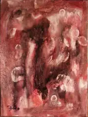 Modernist ABSTRACT PAINTING Expressionist MODERN HEART THROB by FOLTZ