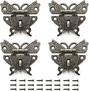 SDTC Tech 4-Pack Vintage Bronze Hasp Latch Retro Jewelry Box Butterfly Shaped Antique Latch with Padlock Hole for Antique Cabinet Decoration Hand Crafts Wooden Box Furniture Fittings