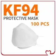 100 PCS WHITE KF94 Disposable Face Mask 4 Layers Protective Cover Adult Size