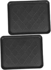 SEWACC 2pcs Pet Food Mat Tray Boot Tray Indoors Boot Potting Sundries Indoor Shoe Pads Garden Shoe Organizer Pad Black Pp