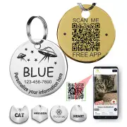 Personalized QR Code Pet Id Tag Made in USA - Custom Tag & Web App. Illustration