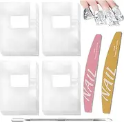 300pcs Gel Nail Remover Wraps with 1 Cuticle Pusher & 2 Nail Files, Aluminium Foil Soak Off Wraps for Gel Nail Polish Removal, Lint-Free Cotton Pads for Acrylic & UV Gel Nails