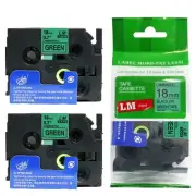 2/Pack 18mm Black on Green Tape for P-touch Model PT1300, PT-1300 Label Maker