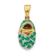 14k Yellow & Rhodium Gold & Rhodium Prong-Set May/Emerald Baby Shoe Charm