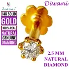 2.5mm Natural Si Diamond Solitaire Nose Lip Labret Piercing Stud Ring Screw Pin