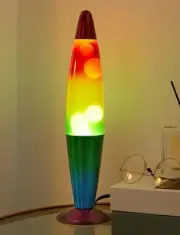 Urban Shop WK641106 16" Rainbow Lava Motion Volcano Lamp, White Wax, Rainbow