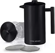 Utopia Kitchen Stainless Steel French Press - 50 Oz Coffee and Tea Maker, Camping, Cold Brew Portable Travel Coffee Press, Tea Press Gifts - Black