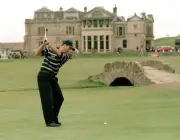 Australian cricketer Steve Waugh plays an approach shot to the 18t- Old Photo