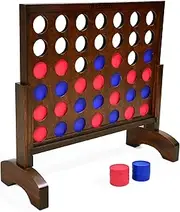 GoSports 2 Foot Width Giant 4 in A Row Game with Carrying Case, Made from Wood