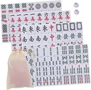ERINGOGO 1 Set Miniature Mahjong Set for Travel Portable Chinese Mahjong Kit with Tiles Storage Bag Outdoor Game for Family Friends Easy to Clean