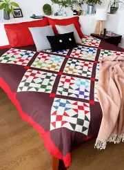 Red, White & Blue Ohio Star design FINISHED QUILT - Graphic & Unique Scrap Quilt