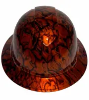 Hydro Dipped Hard Hat Ridgeline Full Brim Custom Orange Kandy Insanity Skulls
