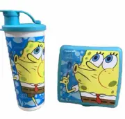 Tupperware NEW SPONGEBOB LUNCH Set Tumbler + Pour Seal+ Sandwich Keeper Bubbles