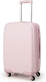 [Costway] Hard-Side Luggage with Spinner Wheels, 20" Carry-on Luggage with Customs Lock, Height Adjustable Handle, 100% PC Hard-Shell, Airline Approved Lightweight Luggage for Travel & Business (Pink)